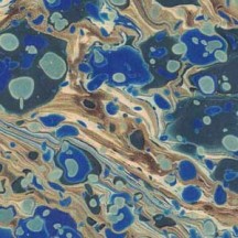 Hand Marbled Paper Stone Marble Pattern in Blue and Gold ~ Berretti Marbled Arts